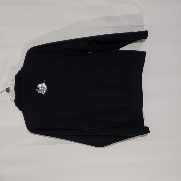 Maui Sweatshirt zip front silver and black 'jeweled' embellishments  size Large - Picture 6 of 9